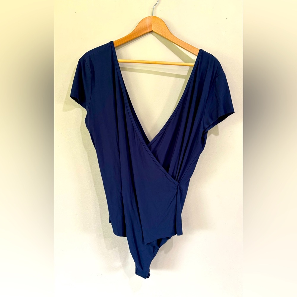 Commando Women's XL Navy Butter Cap Sleeve Wrap Bodysuit Surplice VNeck Modal - Picture 4 of 8
